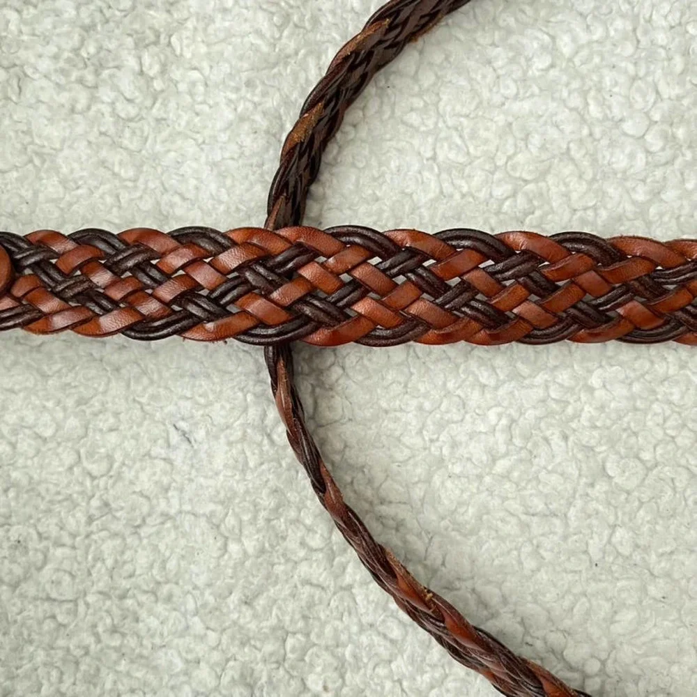 Coach Braided Woven Leather Belt in British Tan Size 42/105